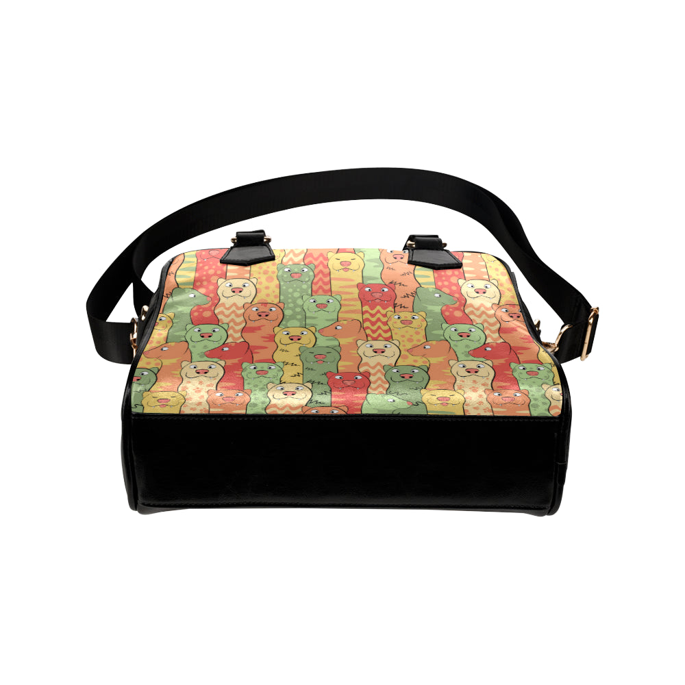 Ferret Pattern Print Design 01 Shoulder Handbag