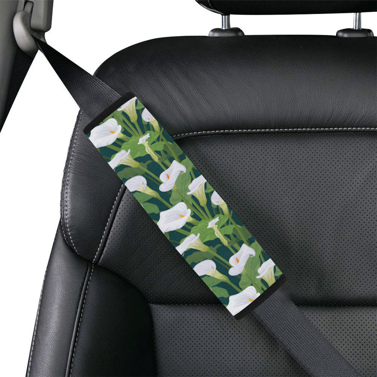 Lily Pattern Print Design 04 Car Seat Belt Cover