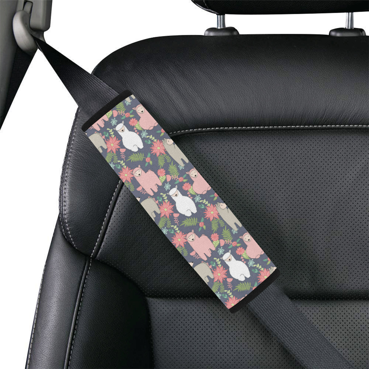 Alpaca Pattern Print Design 03 Car Seat Belt Cover