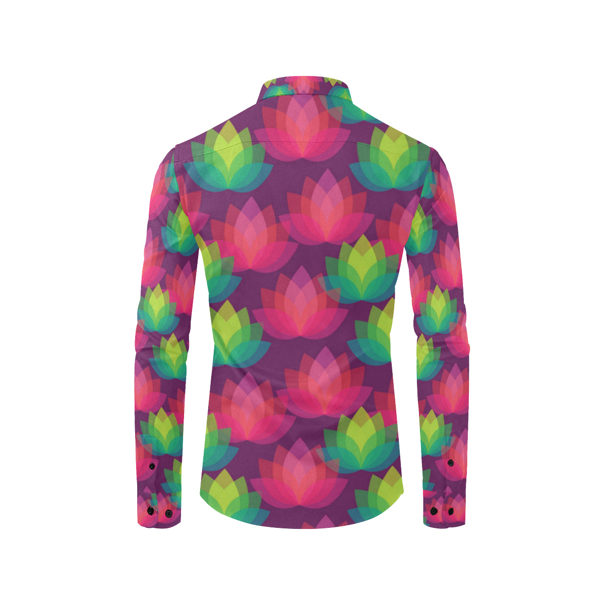 Lotus Pattern Print Design 02 Men's Long Sleeve Shirt