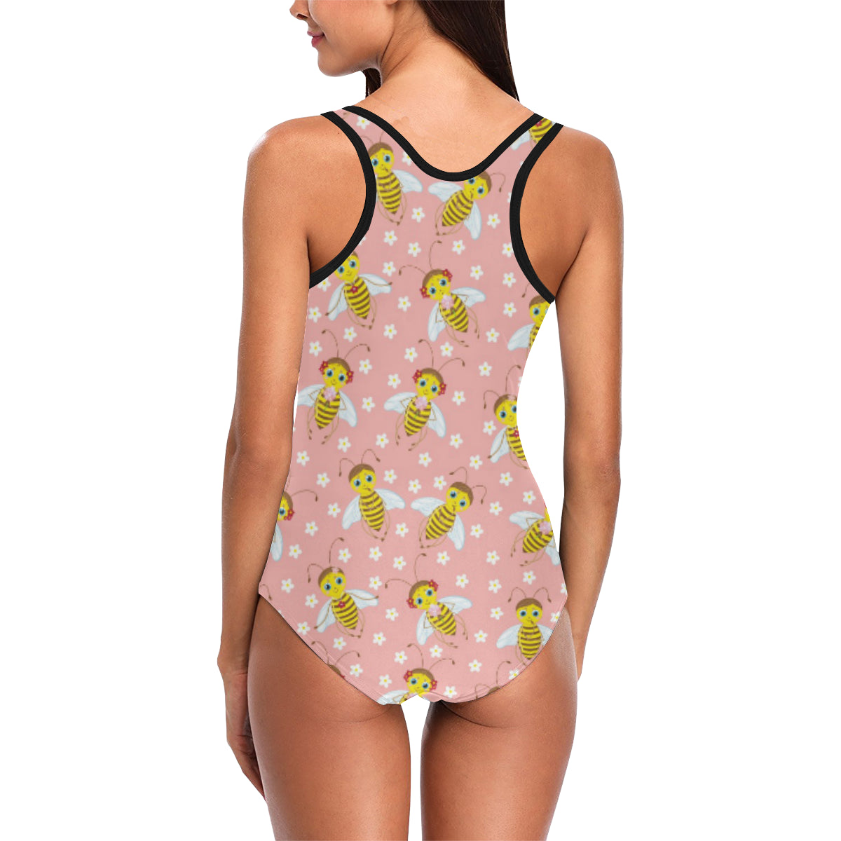 Bee Pattern Print Design BEE07 Women Swimsuit