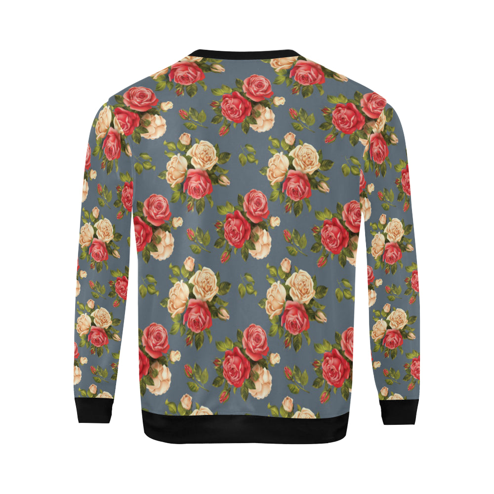 Rose Pattern Print Design RO017 Men Long Sleeve Sweatshirt