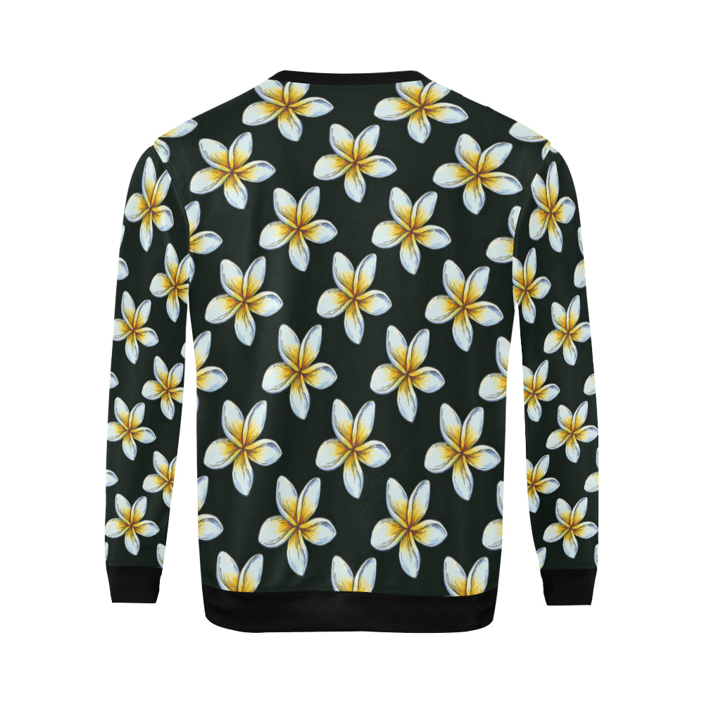White Plumeria Pattern Print Design PM022 Men Long Sleeve Sweatshirt