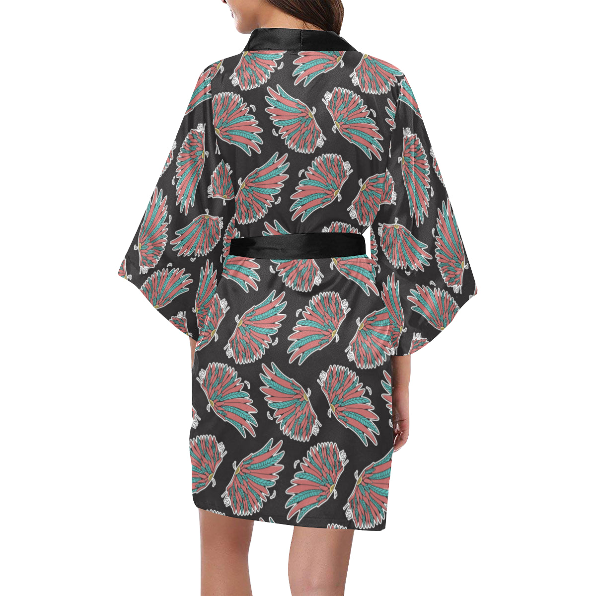 Angel Wings Pattern Print Design 05 Women's Short Kimono