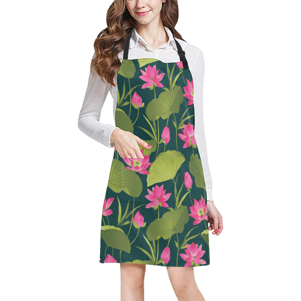 Water Lily Pattern Print Design WL09 Apron with Pocket