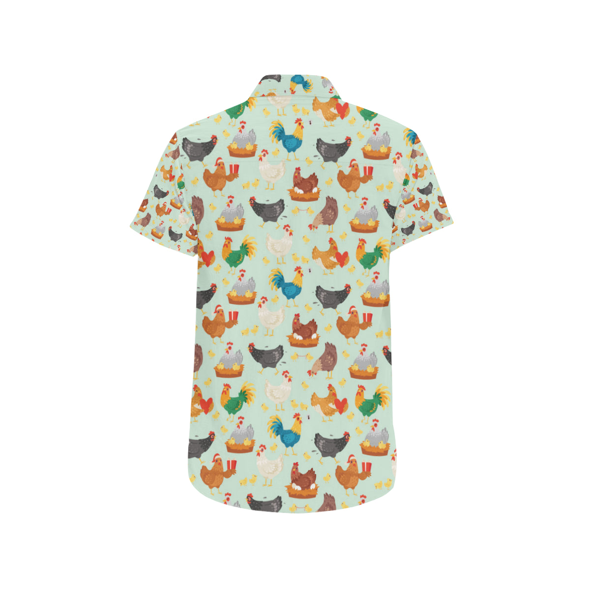 Chicken Pattern Print Design 07 Men's Short Sleeve Button Up Shirt