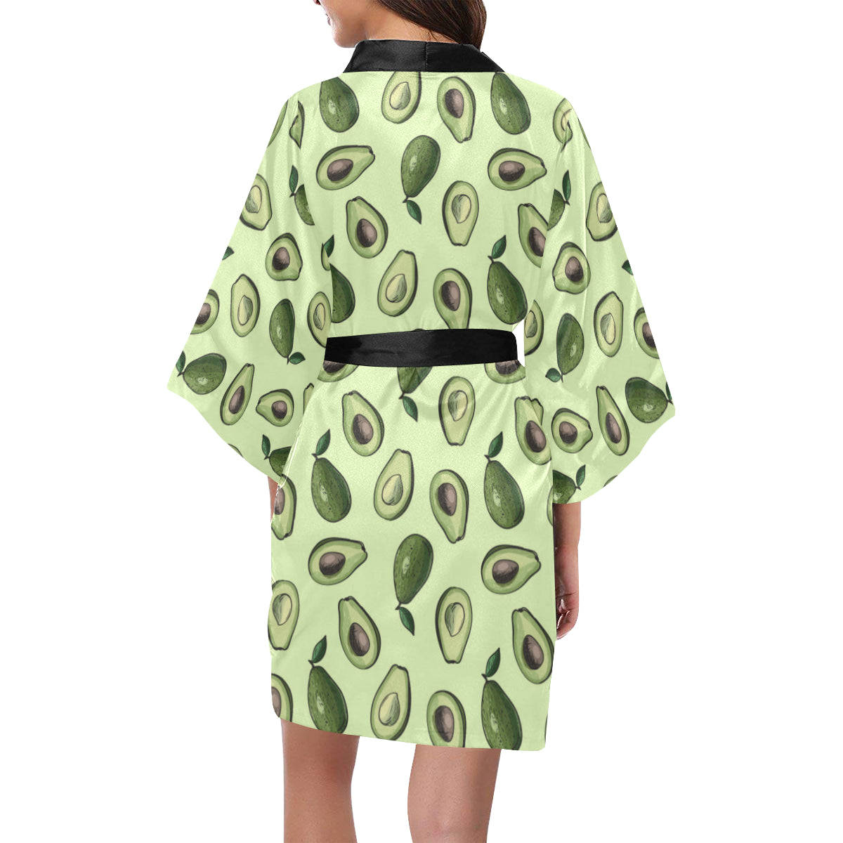 Avocado Pattern Print Design 02 Women's Short Kimono