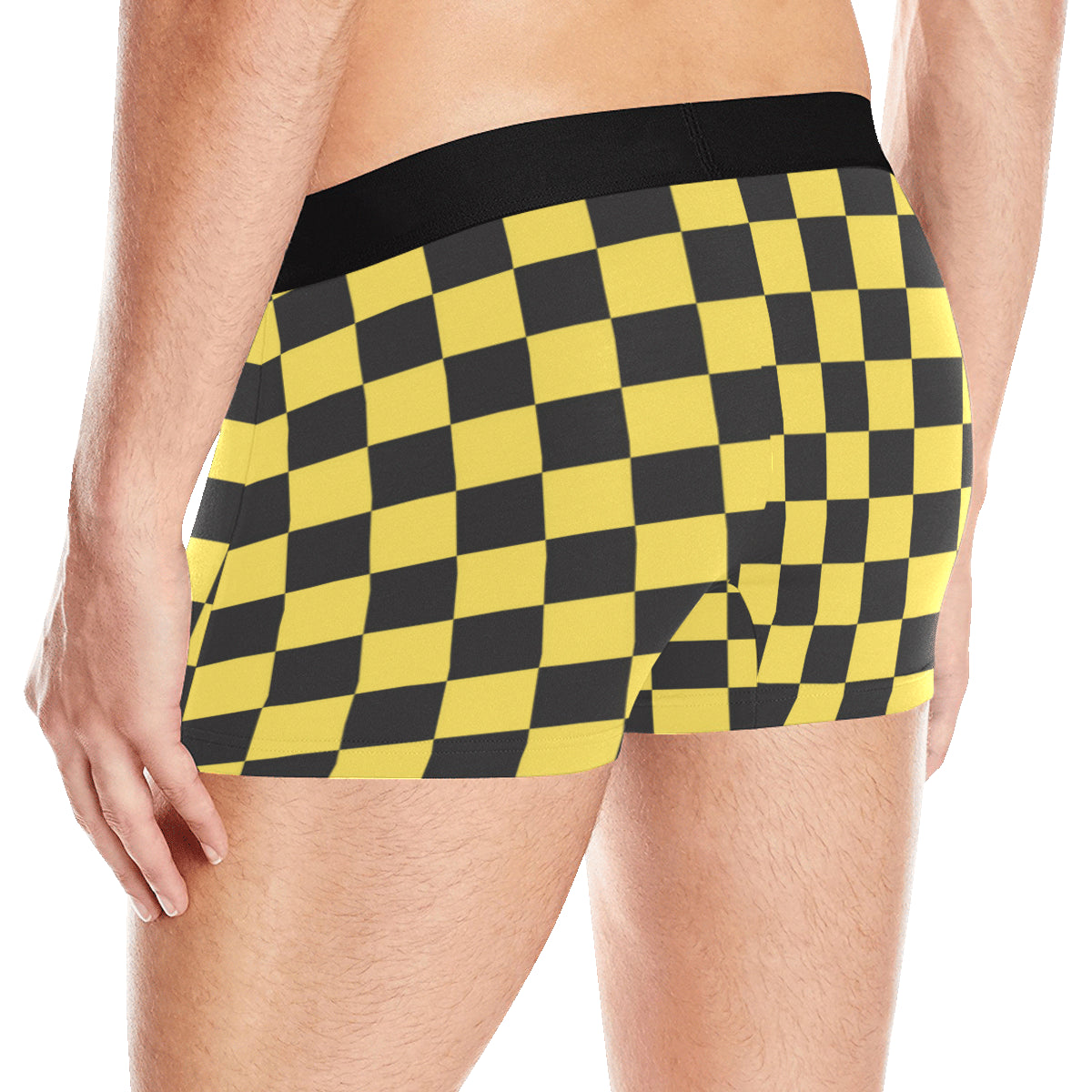 Checkered Yellow Pattern Print Design 03 Men's Boxer Briefs