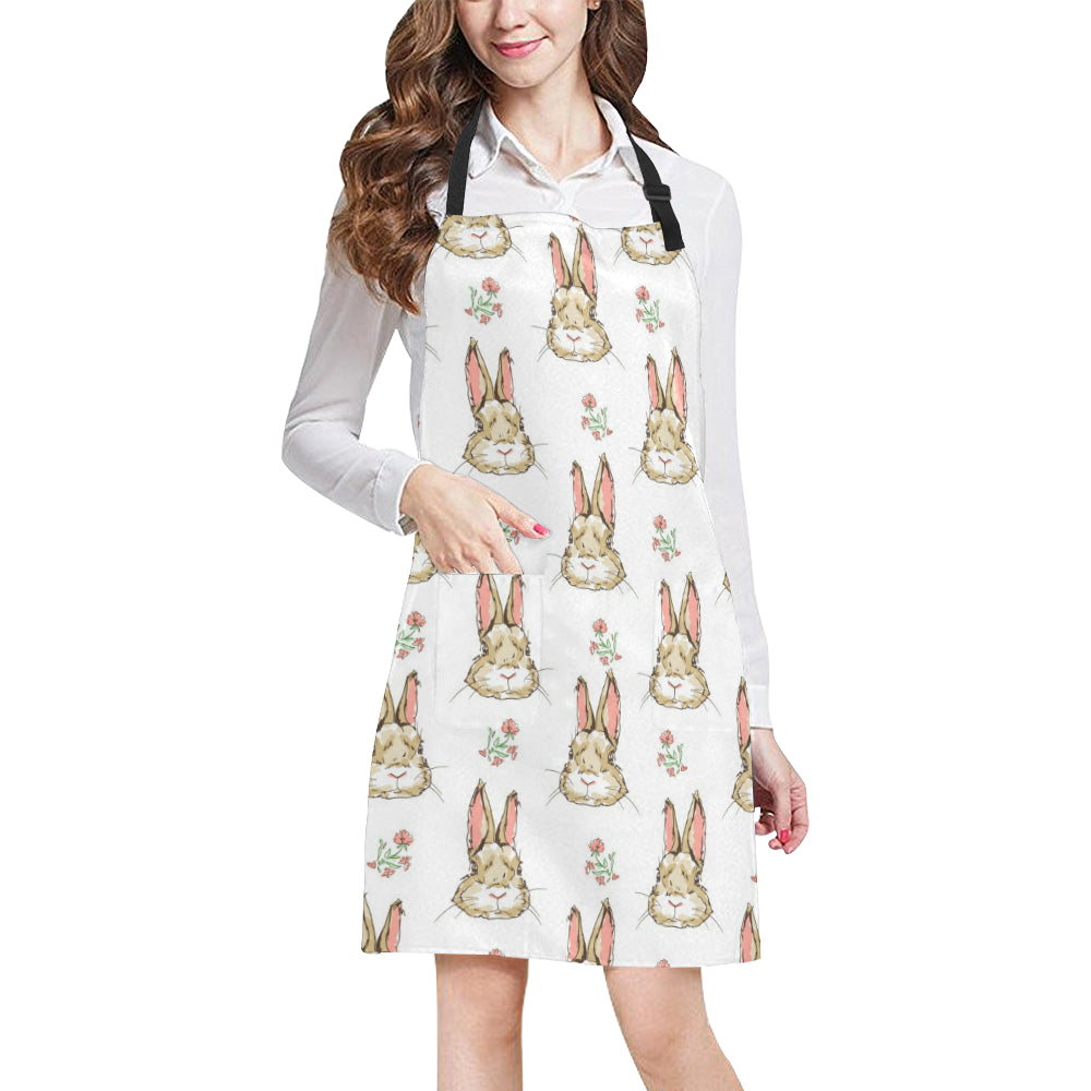Rabbit Pattern Print Design RB09 Apron with Pocket
