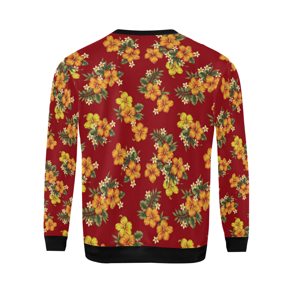 Orange Hibiscus Pattern Print Design HB026 Men Long Sleeve Sweatshirt