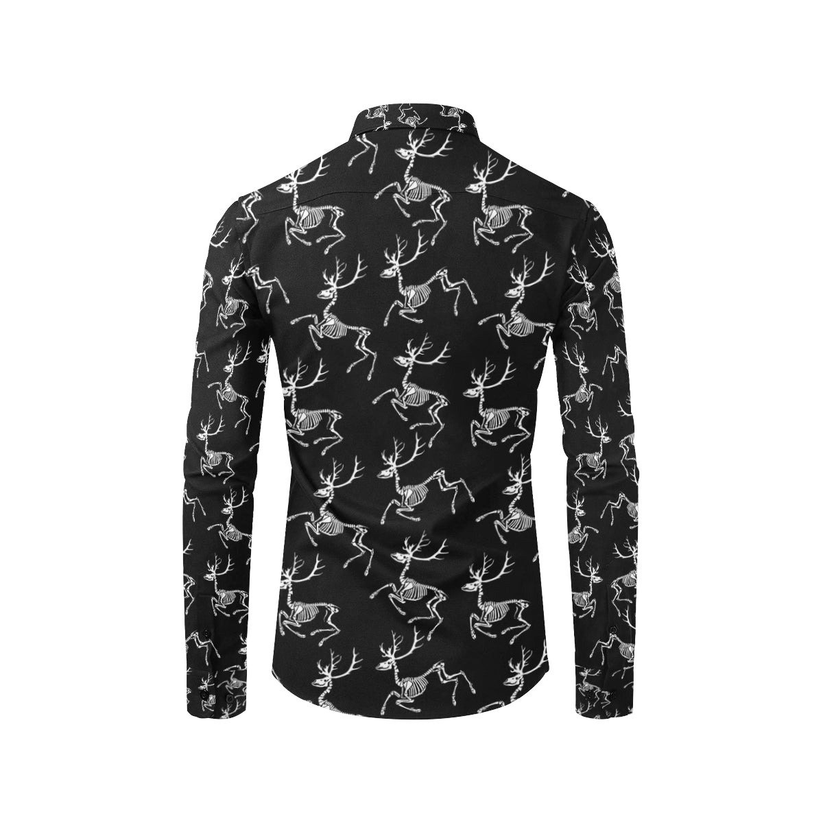 Deer Skeleton Print Pattern Men's Long Sleeve Shirt