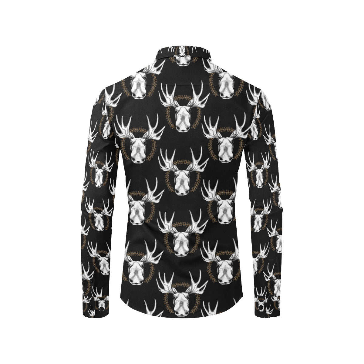 Moose Pattern Print Design 02 Men's Long Sleeve Shirt