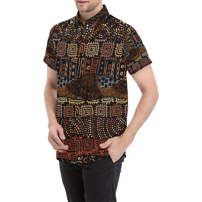 African Pattern Print Design 07 Men's Short Sleeve Button Up Shirt