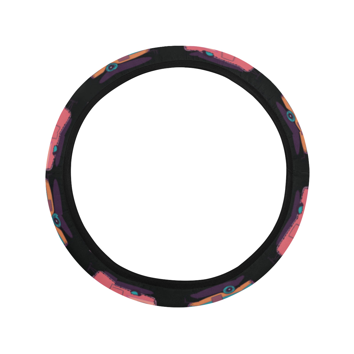 Camper Camping Pattern Steering Wheel Cover with Elastic Edge