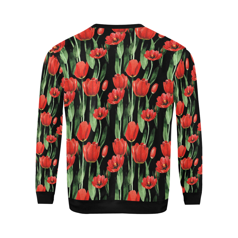 Tulip Red Pattern Print Design TP03 Men Long Sleeve Sweatshirt