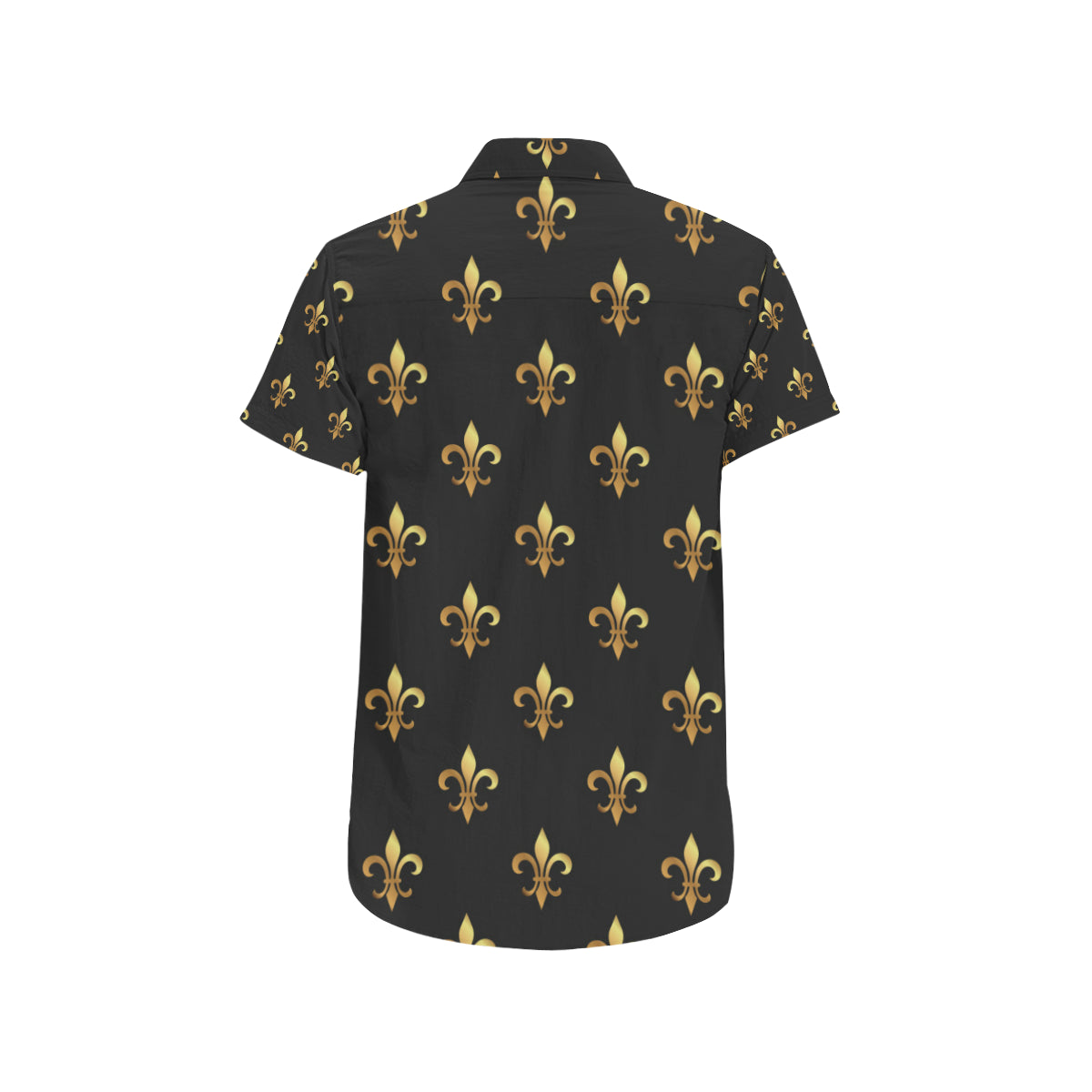 Fleur De Lis Gold Pattern Print Design 03 Men's Short Sleeve Button Up Shirt