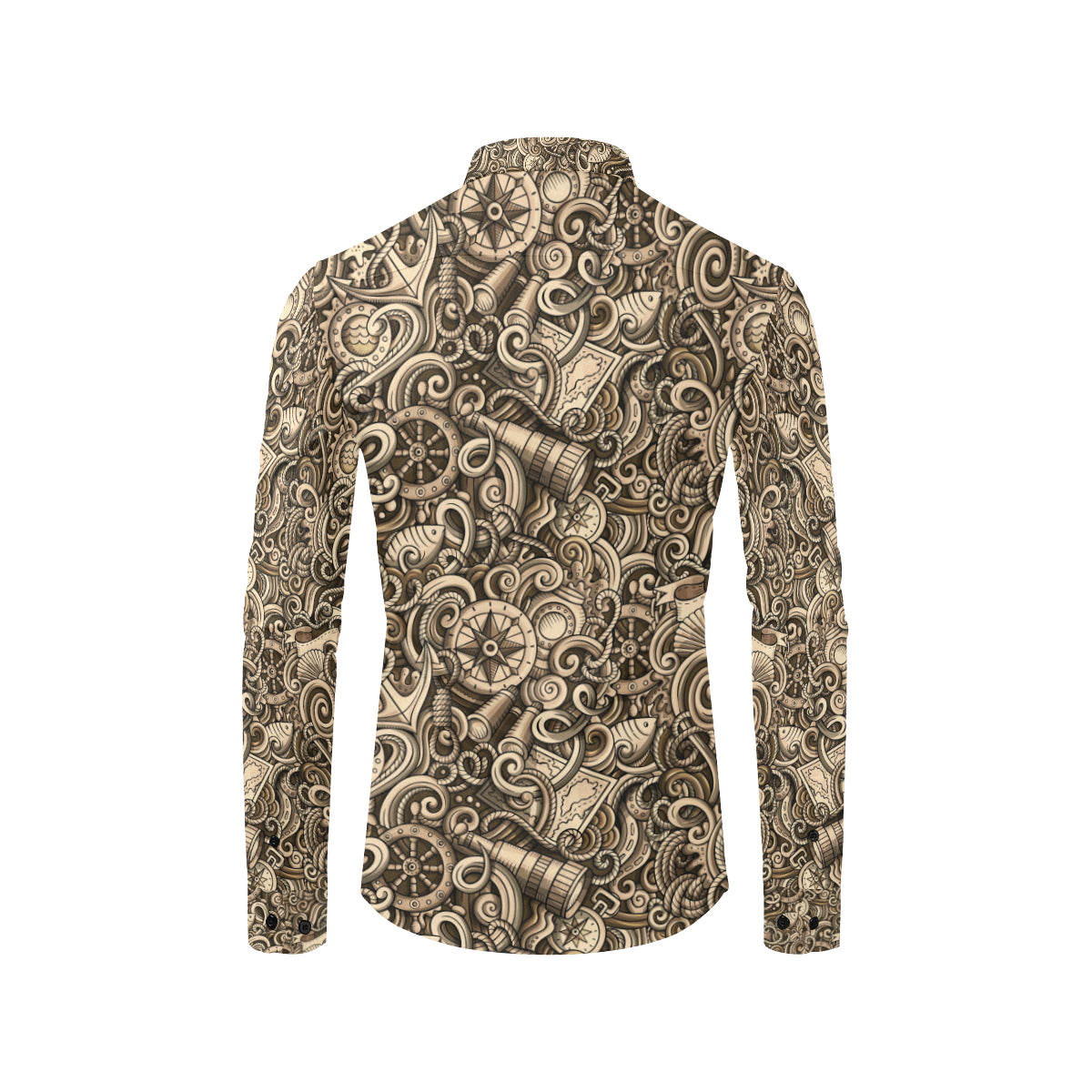 Nautical Tattoo Design Themed Print Men's Long Sleeve Shirt