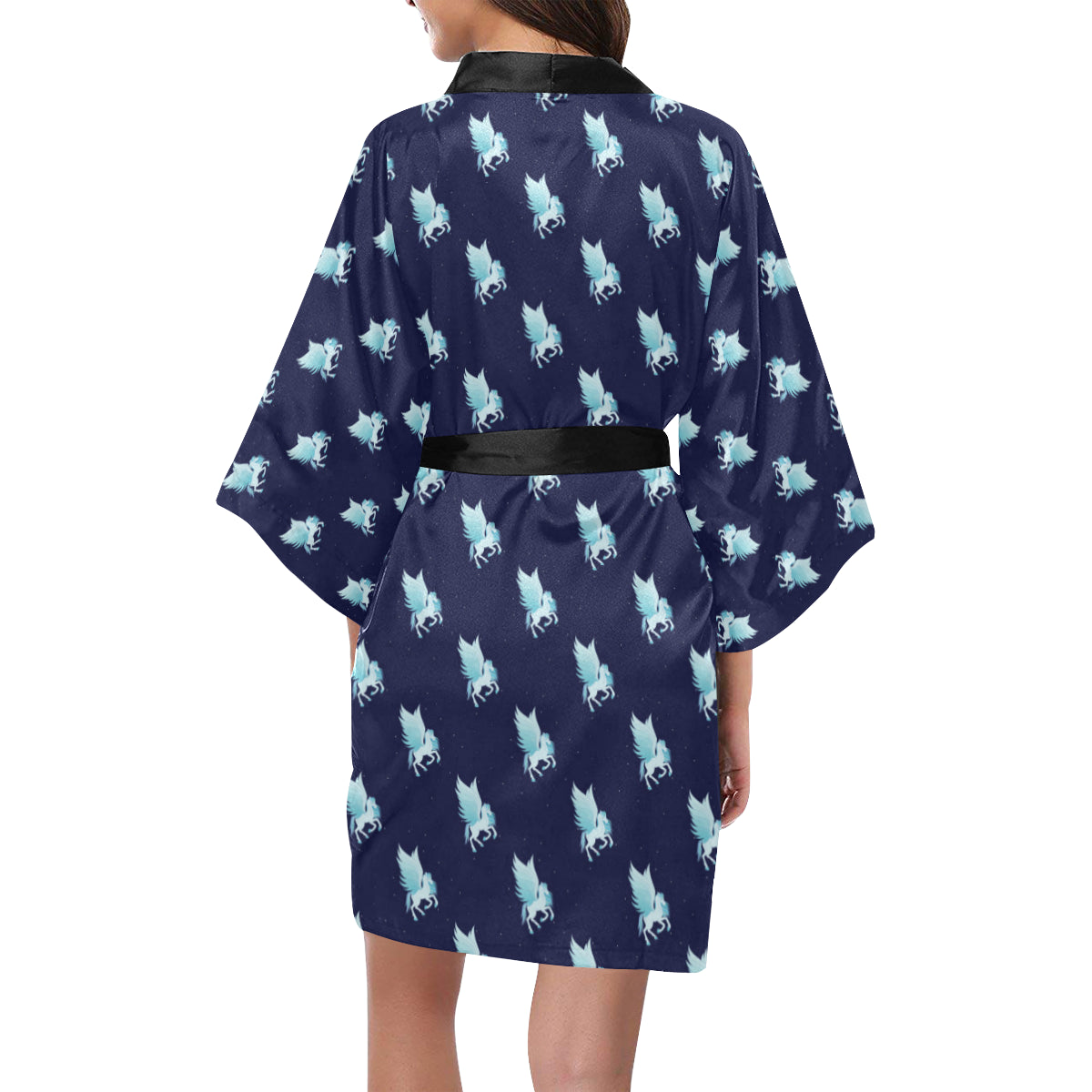 Pegasus Pattern Print Design 03 Women's Short Kimono