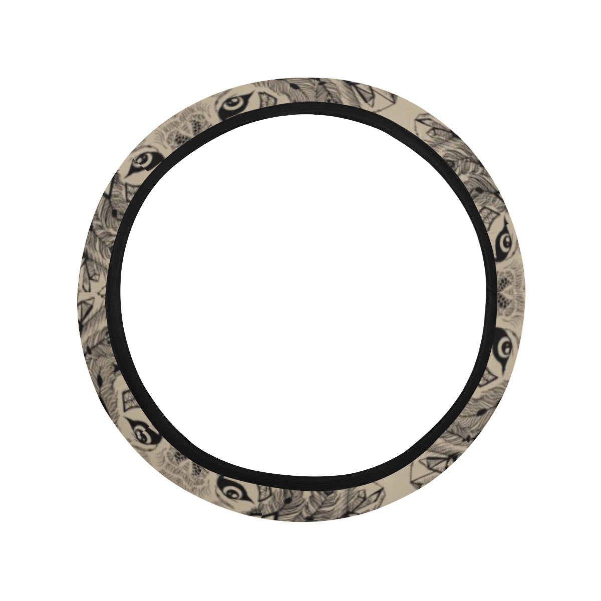 Indian Boho Wolf Steering Wheel Cover with Elastic Edge