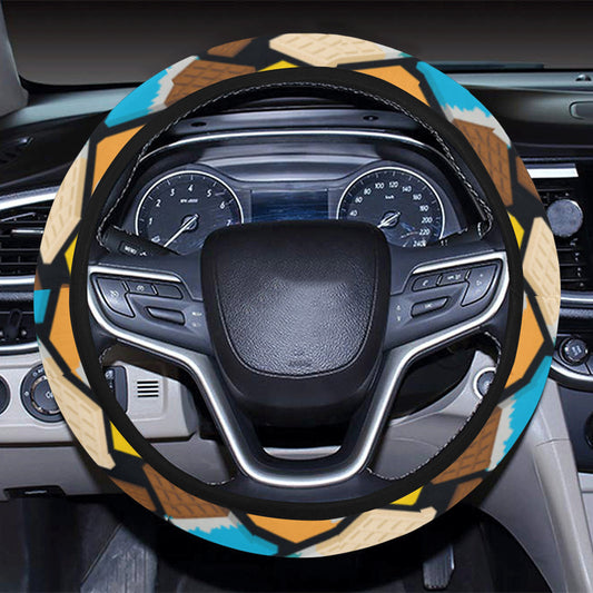 Chocolate Pattern Print Design 02 Steering Wheel Cover with Elastic Edge