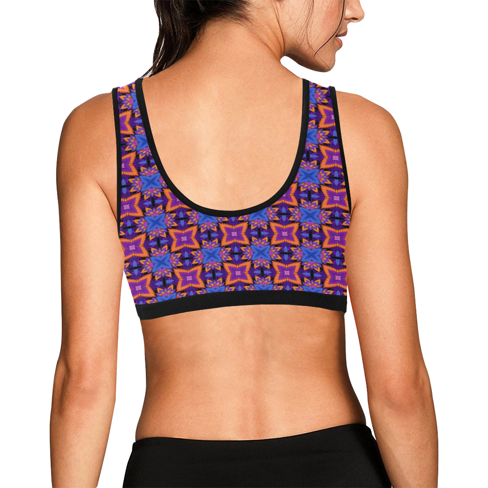 kaleidoscope Purple Orange Print Design Sports Bra