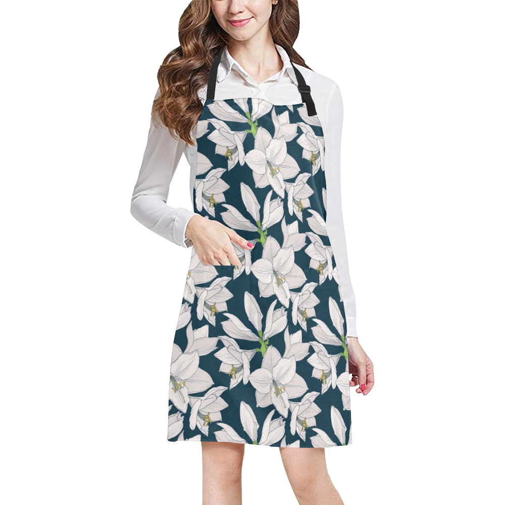 Amaryllis Pattern Print Design 01 Apron with Pocket
