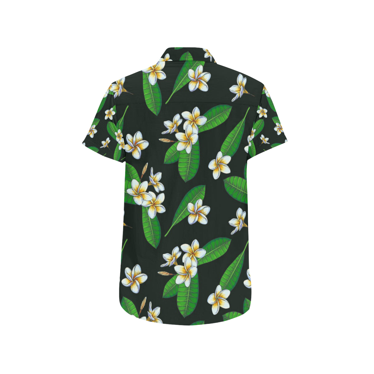 White Plumeria Pattern Print Design PM023 Men's Short Sleeve Button Up Shirt