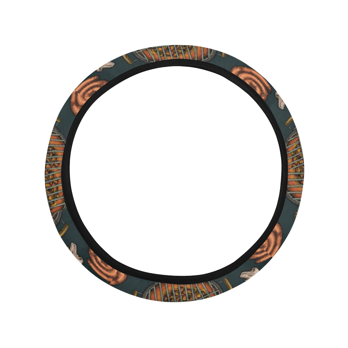 Barbecue Pattern Print Design 02 Steering Wheel Cover with Elastic Edge