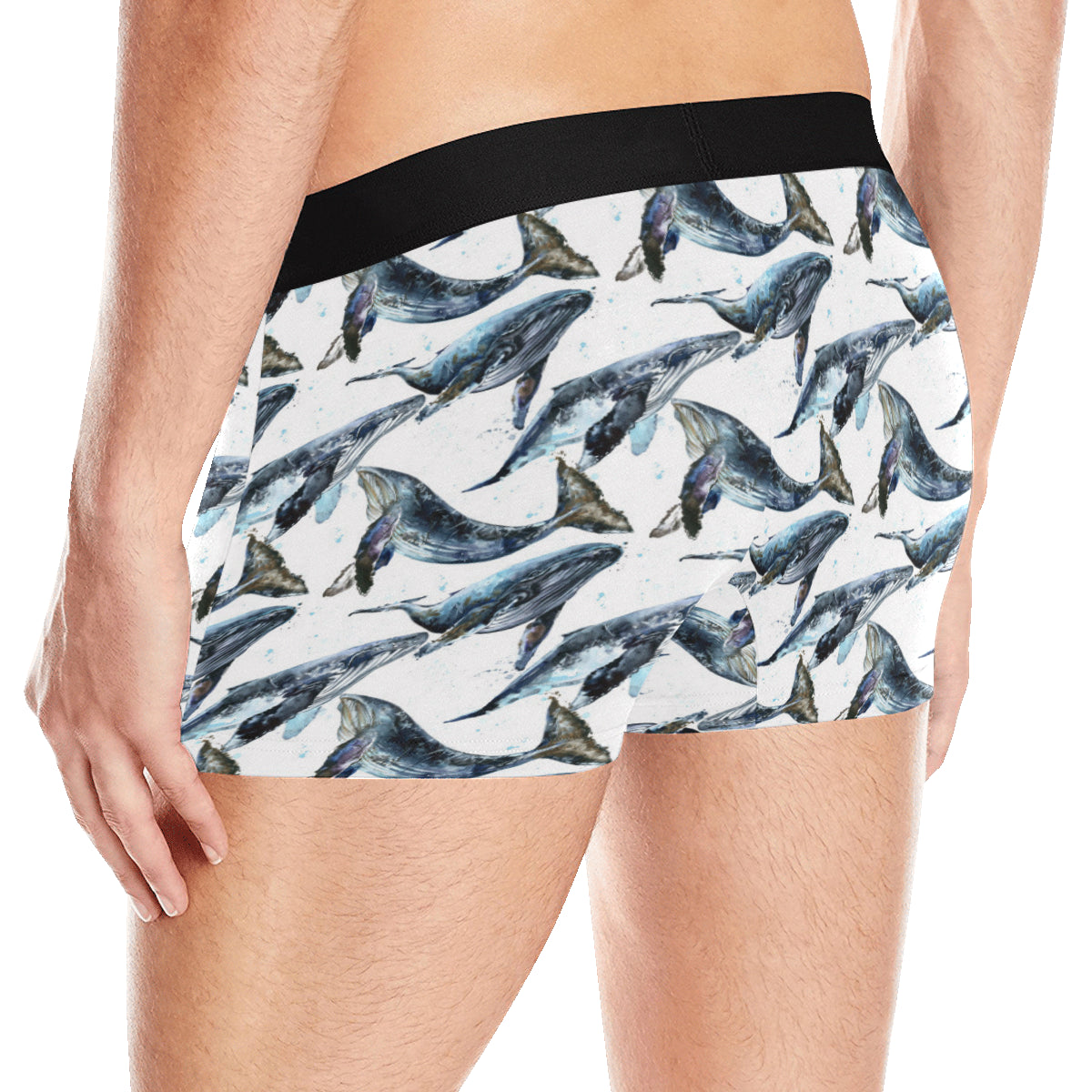 Blue Whale Pattern Print Design 03 Men's Boxer Briefs