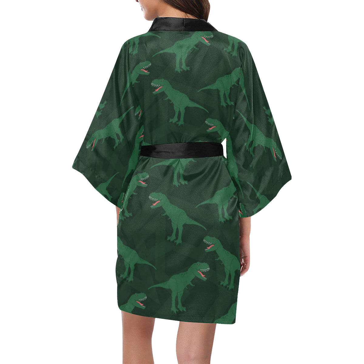T Rex Pattern Print Design A06 Women's Short Kimono