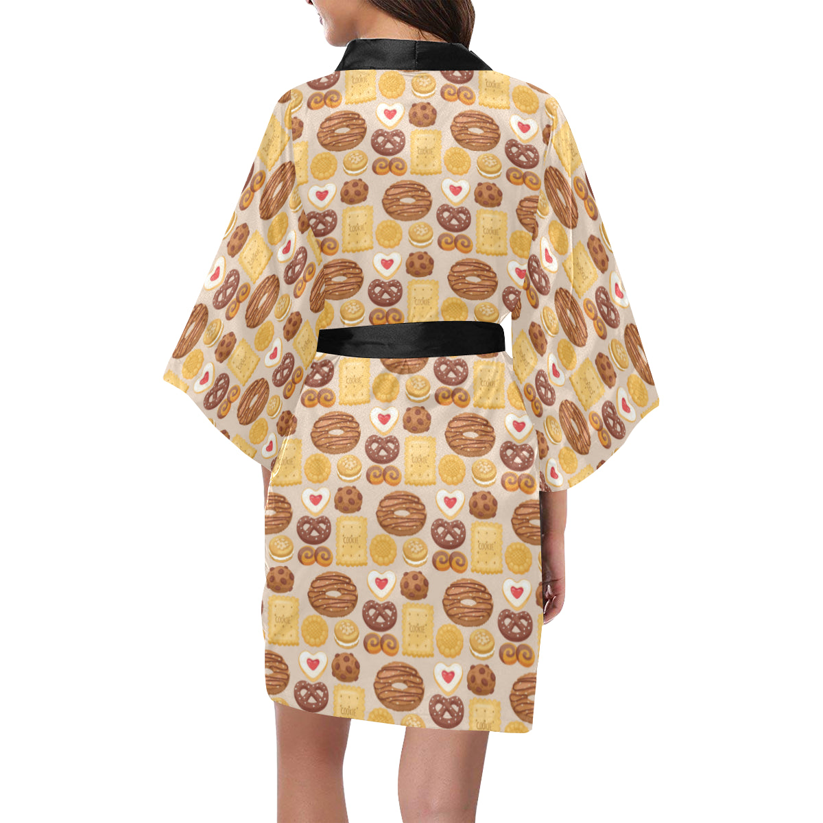 Cookie Pattern Print Design 02 Women's Short Kimono