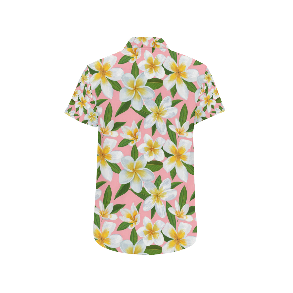 White Plumeria Pattern Print Design PM011 Men's Short Sleeve Button Up Shirt