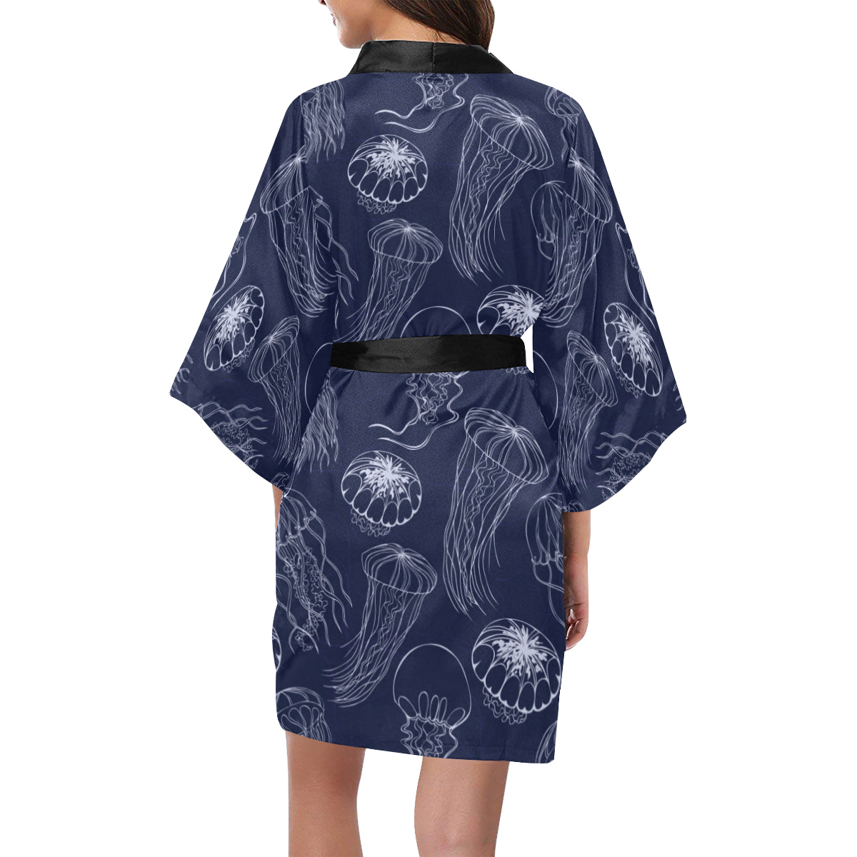 Jellyfish Pattern Print Design 05 Women's Short Kimono