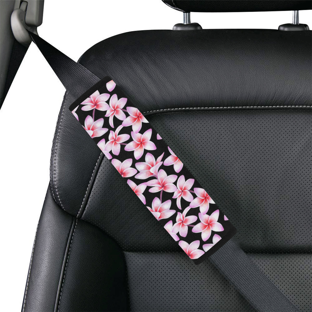 Pink Plumeria Pattern Print Design PM09 Car Seat Belt Cover