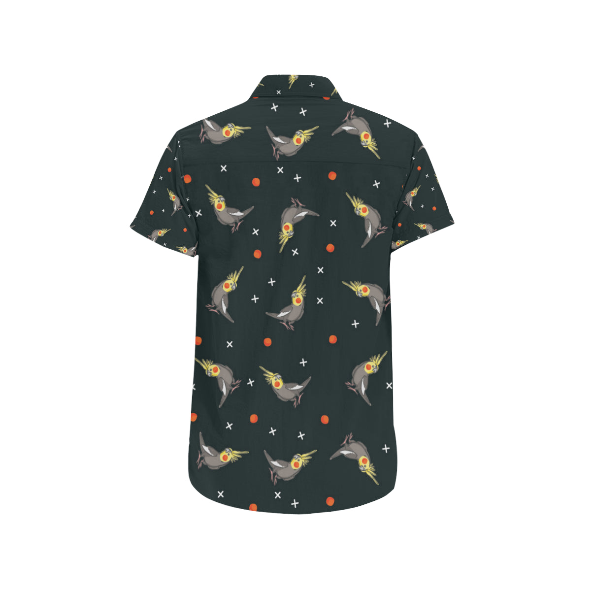 Cockatiel Pattern Print Design 02 Men's Short Sleeve Button Up Shirt
