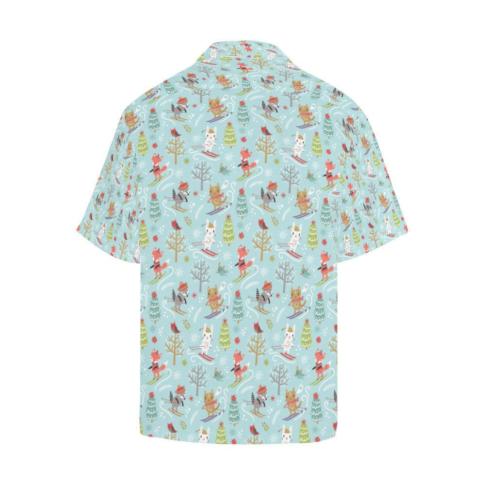 Ski Fox Cute Print Design LKS303 Men's Hawaiian Shirt