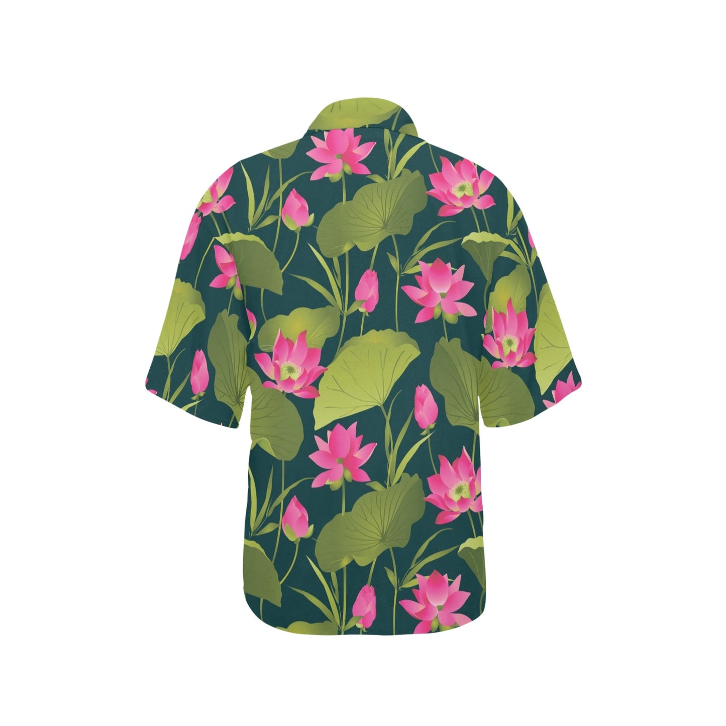 Water Lily Pattern Print Design WL09 Women's Hawaiian Shirt