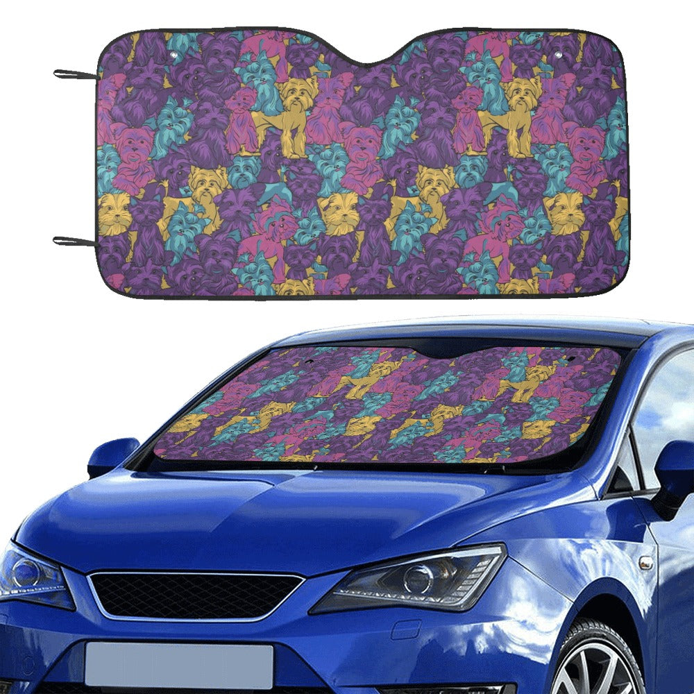 Yorkshire Terriers Print Design LKS3010 Car front Windshield Sun Shade