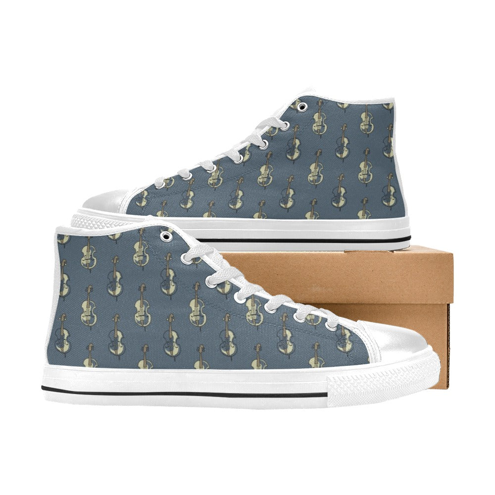 Violin Print Design LKS403 High Top Women's White Shoes