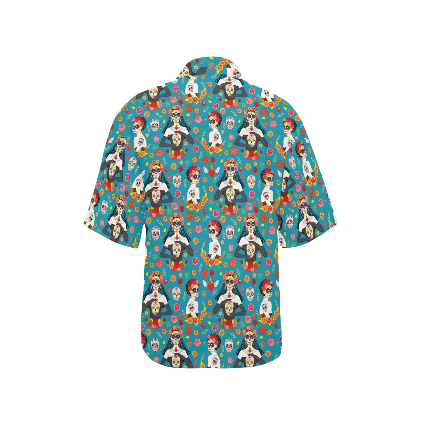 Day of the Dead Old School Girl Design Women's Hawaiian Shirt