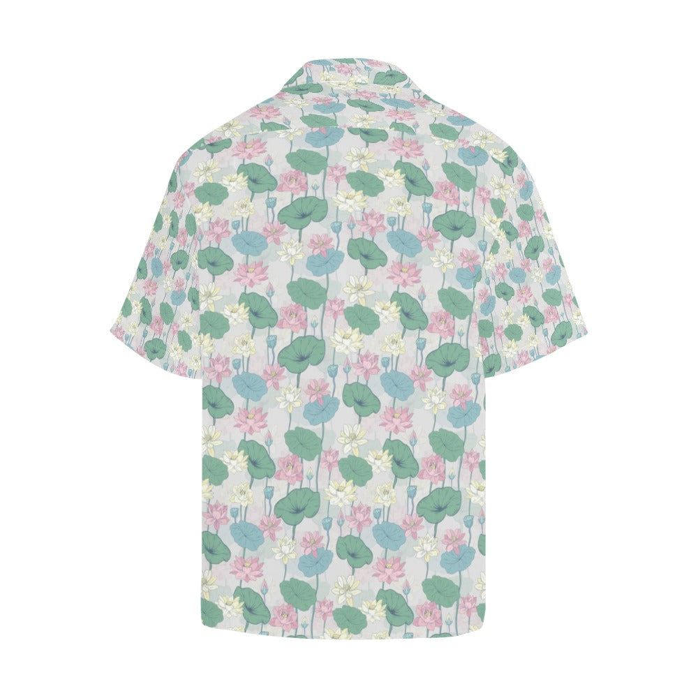 Water Lily Print Design LKS305 Men's Hawaiian Shirt