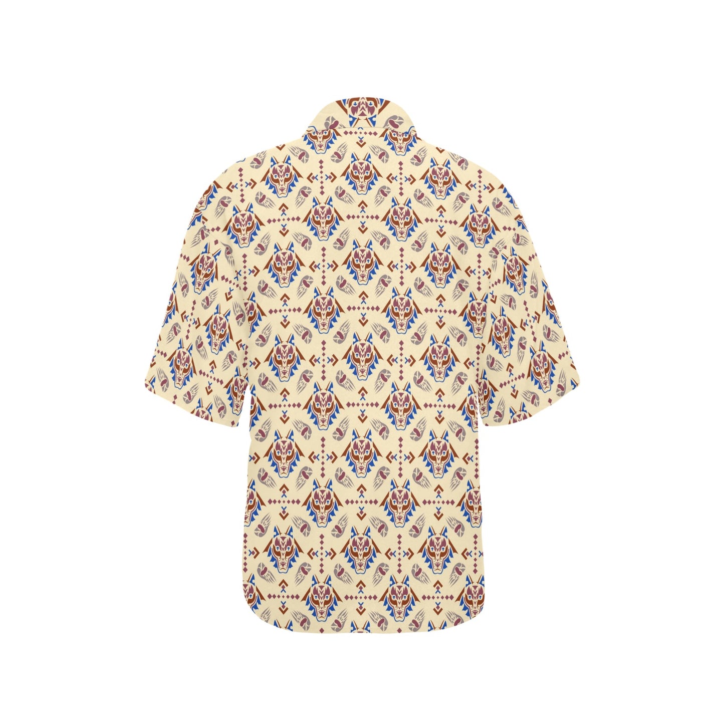 Aztec Wolf Pattern Print Design 03 Women's Hawaiian Shirt