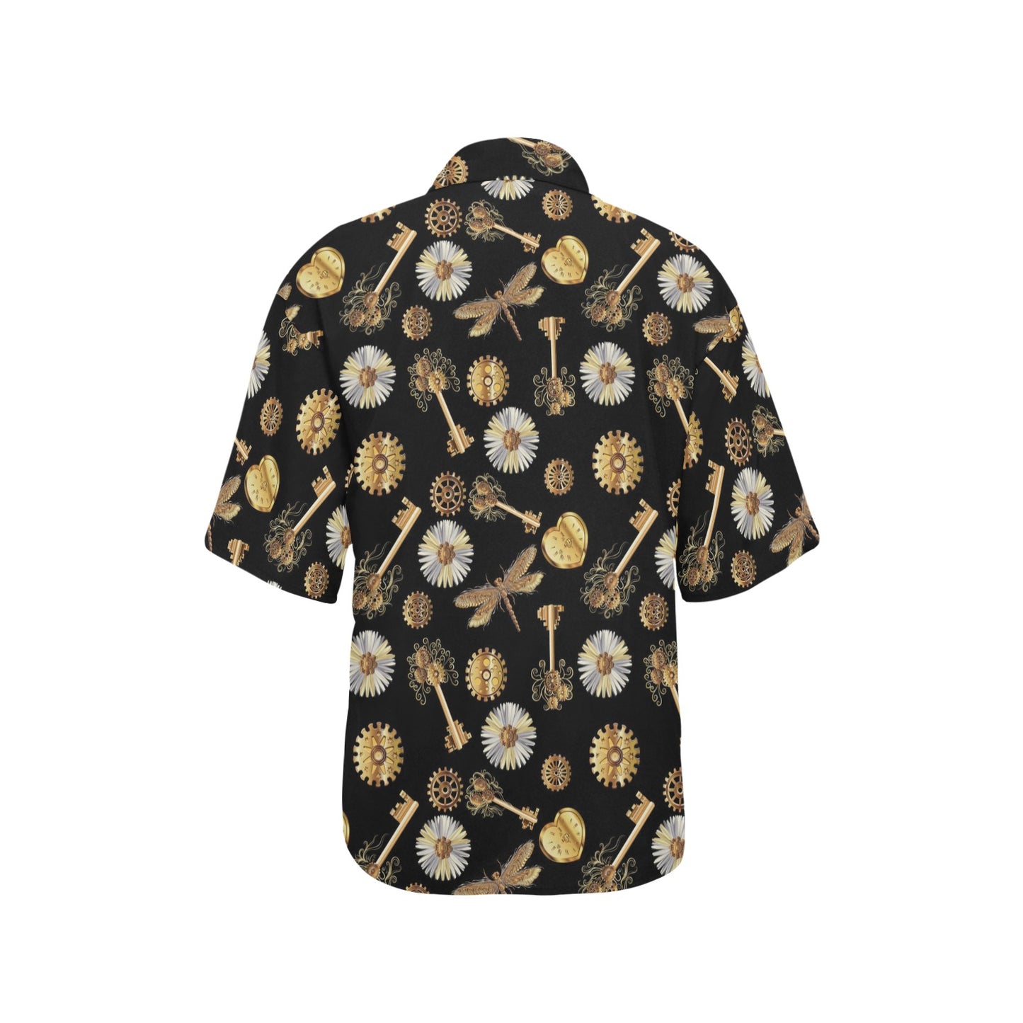 Steampunk Key Dragonfly Print Design LKS303 Women's Hawaiian Shirt