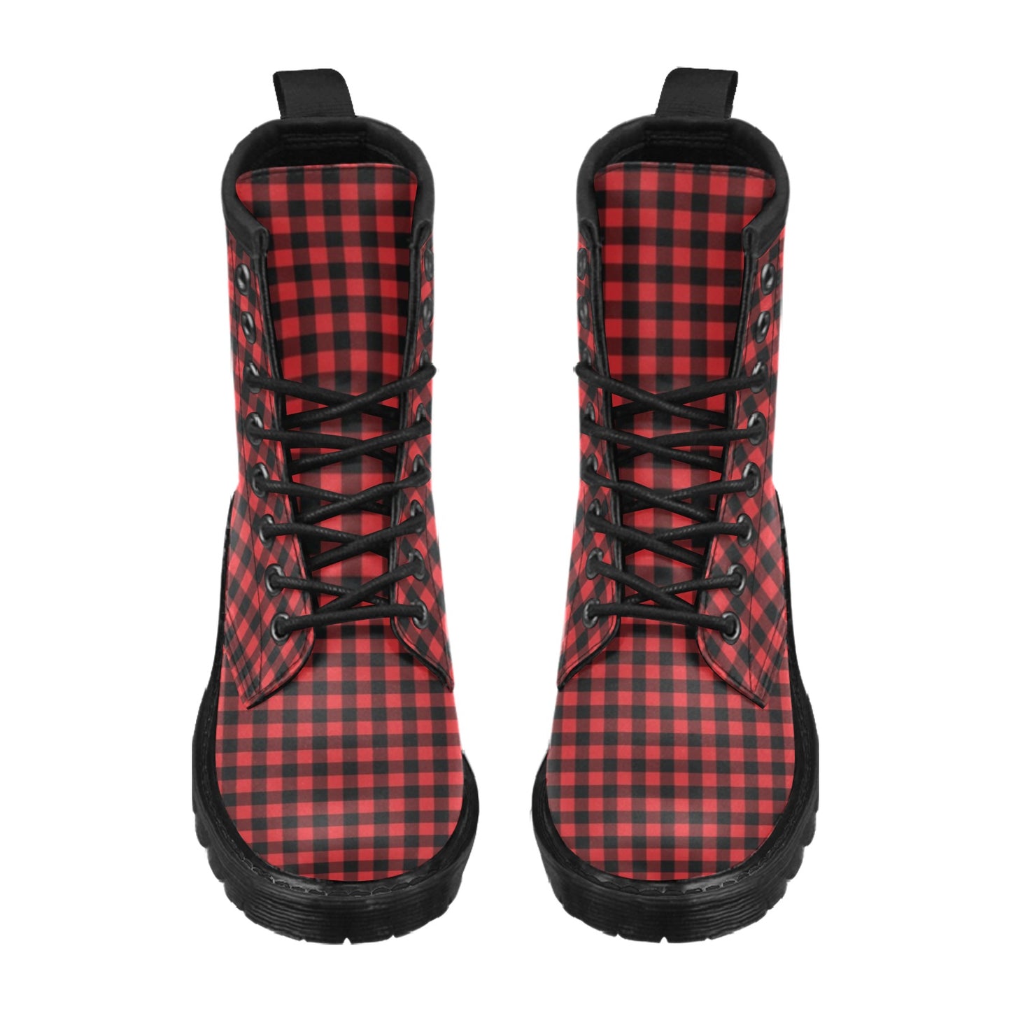 Red Black Buffalo Tartan Plaid Pattern Women's Boots