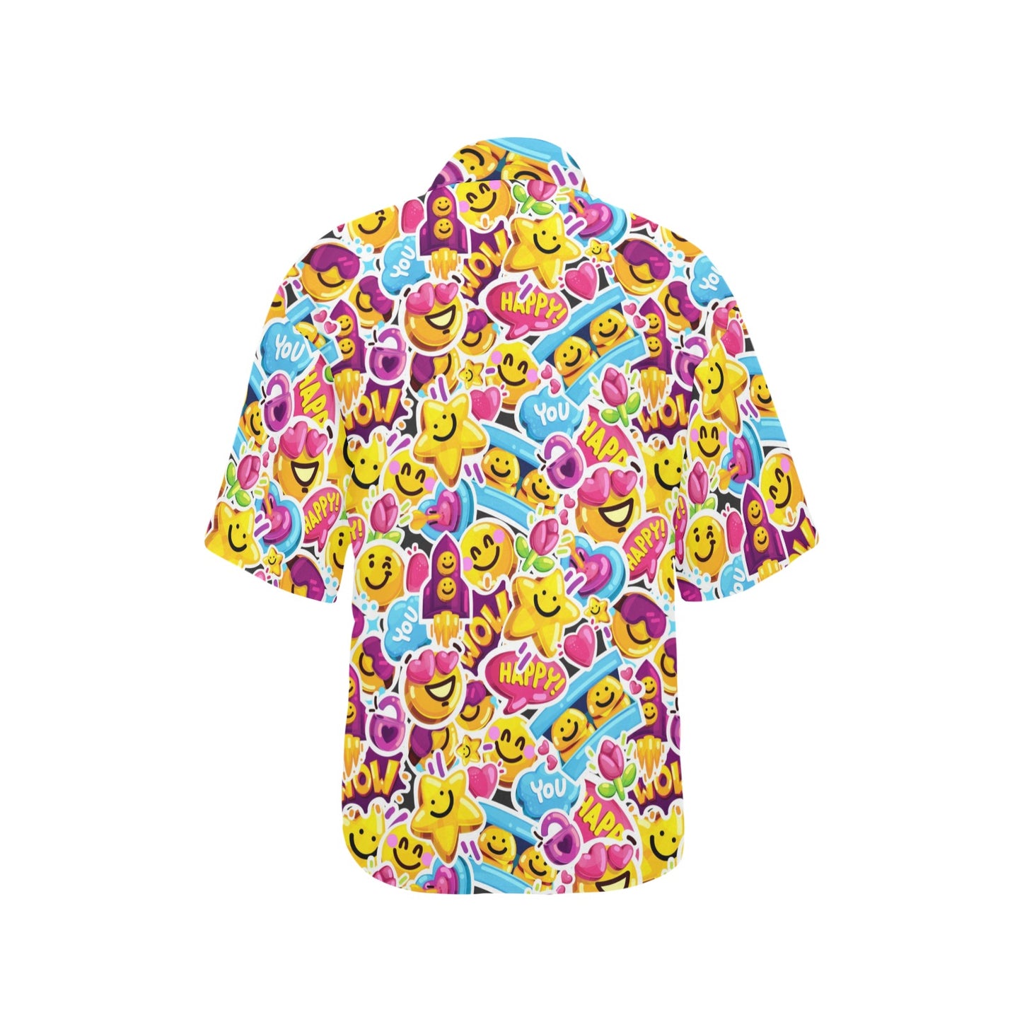 Emoji Sticker Print Pattern Women's Hawaiian Shirt