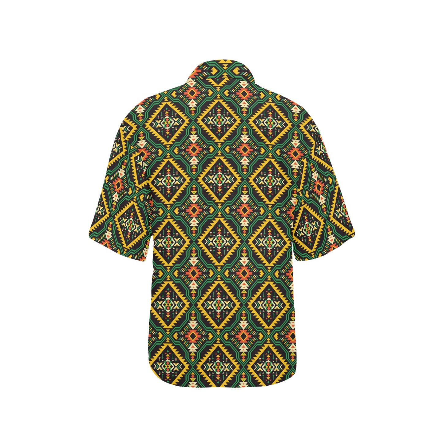 Kente Green Design African Print Women's Hawaiian Shirt