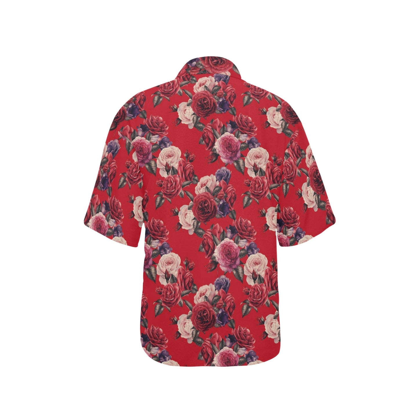 Rose Red Pattern Print Design RO07 Women's Hawaiian Shirt