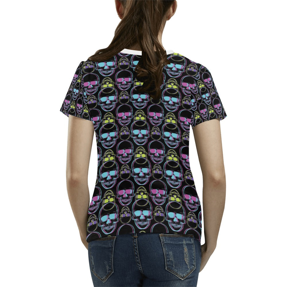 Skull 3D Colorful Print Design LKS309 Women's T-shirt
