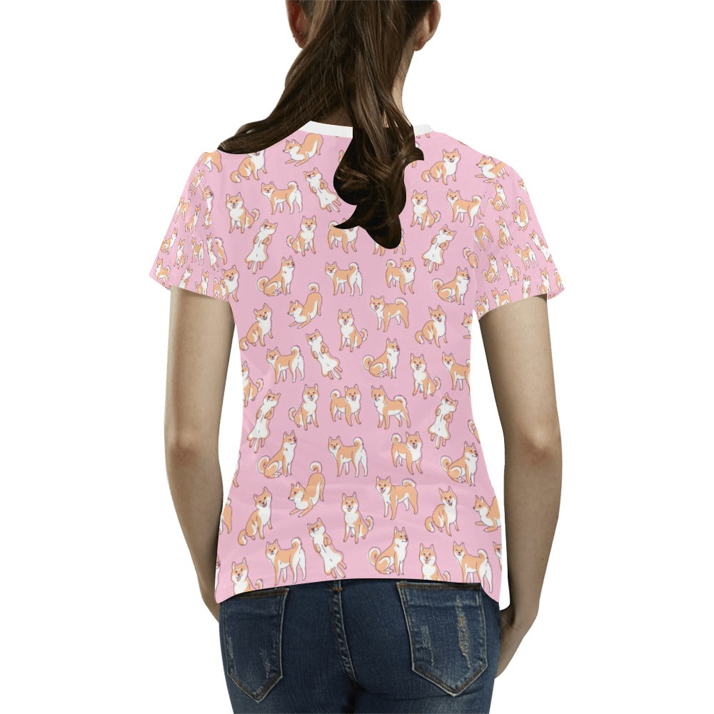 Shiba Inu Print Design LKS303 Women's T-shirt