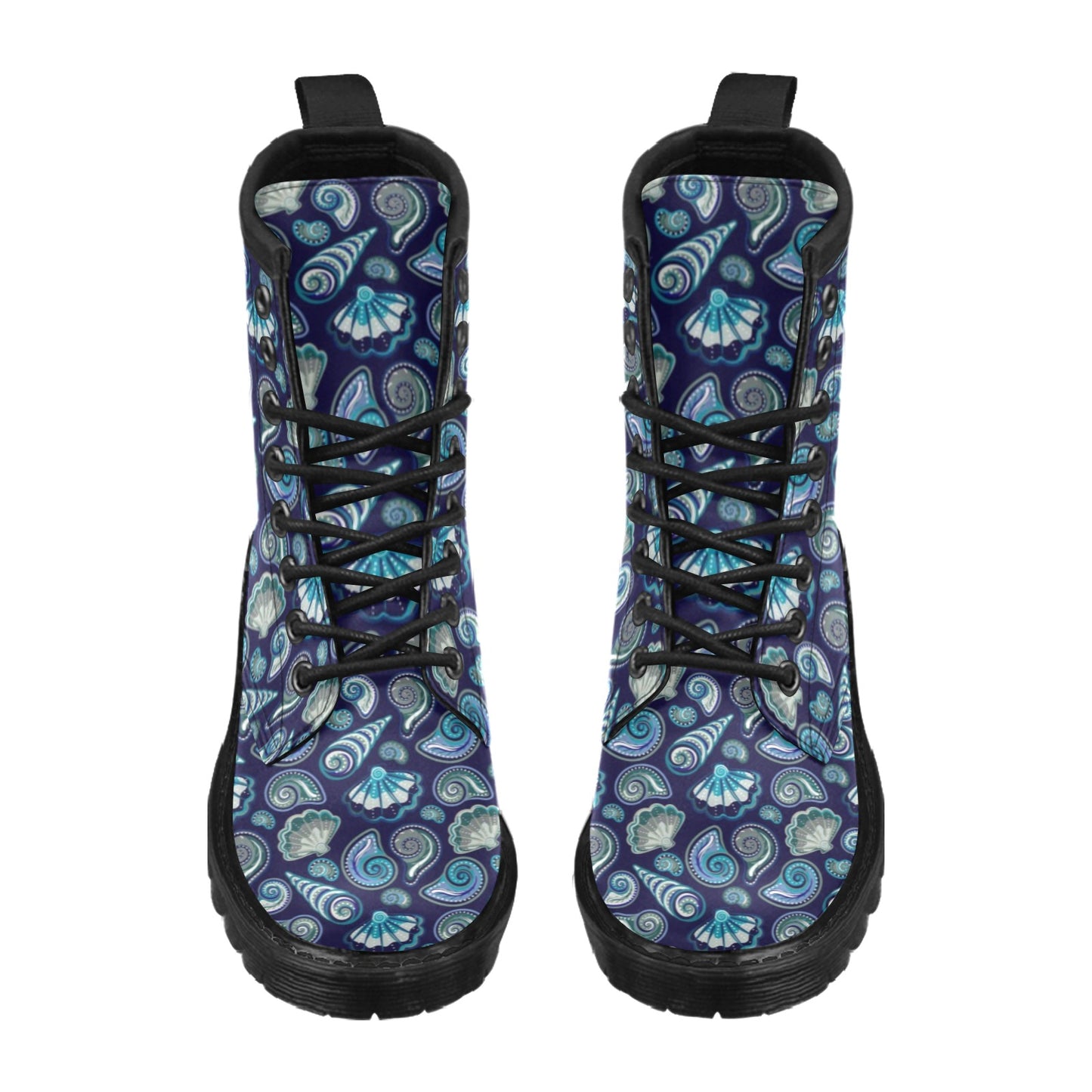 Beach Seashell Blue Print Women's Boots